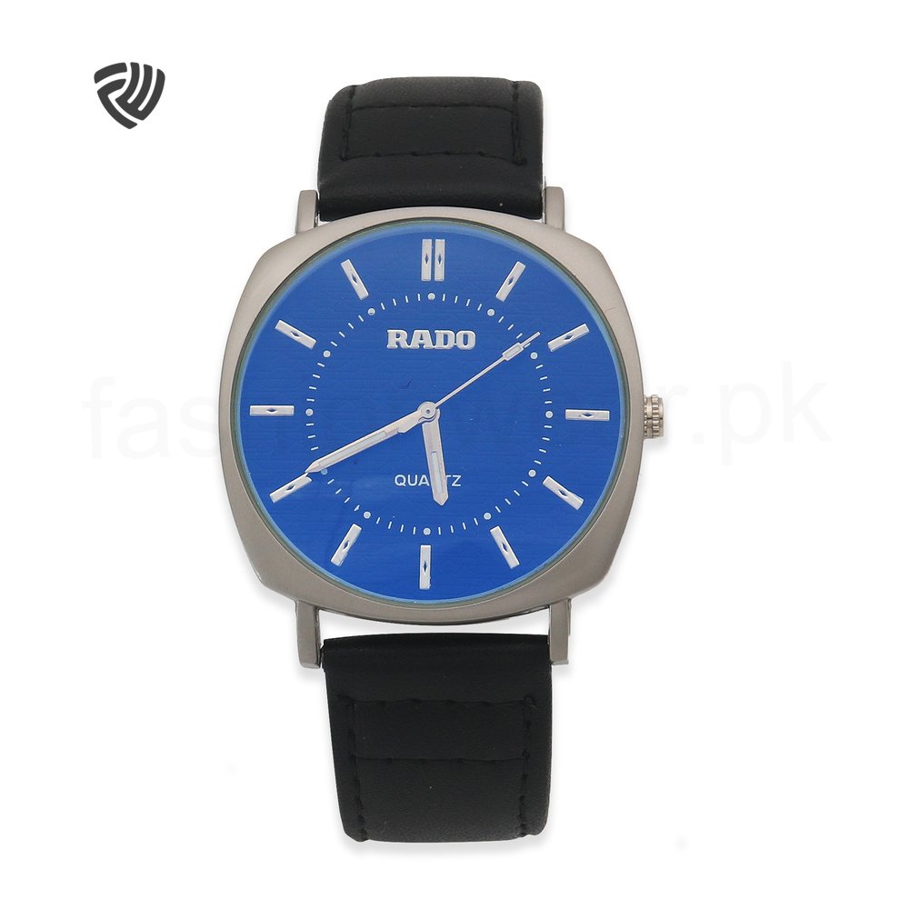 Black RADDO Leather Strap Minimalist Watch