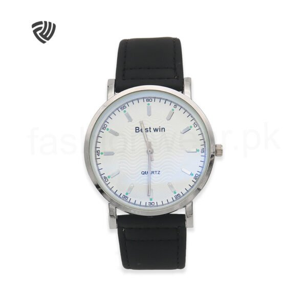 White dial Best Win Leather Strap Minimalist Watch