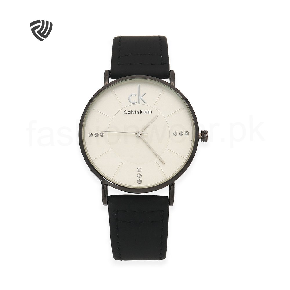 White Dial Calvin Leather Strap Watch