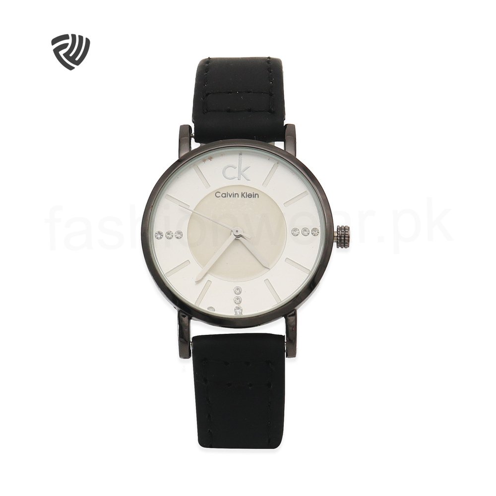 White Dial Calvin Leather Strap Watch for Women