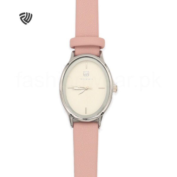 Pink True Worth Leather Strap Watch for Women - Image 2