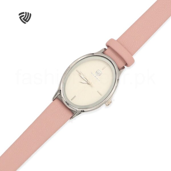 Pink True Worth Leather Strap Watch for Women - Image 3