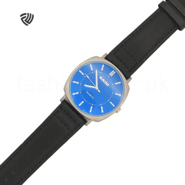 Black RADDO Leather Strap Minimalist Watch - Image 3