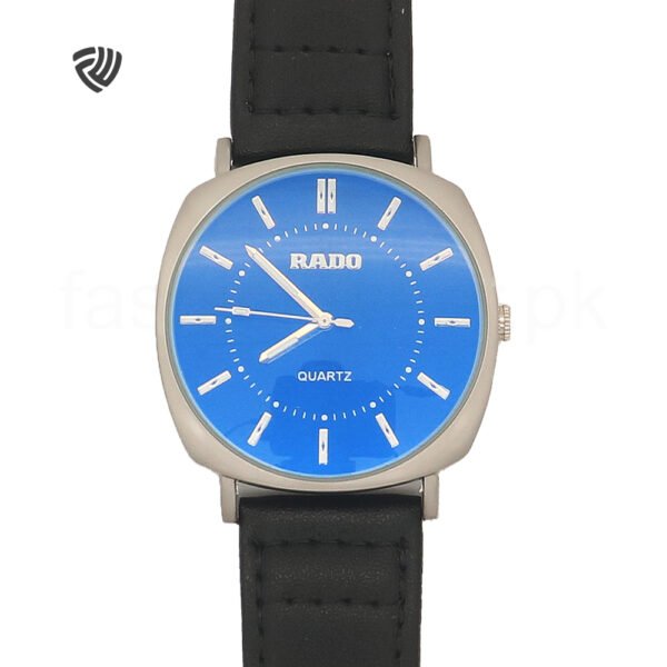 Black RADDO Leather Strap Minimalist Watch - Image 2