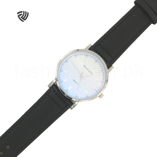 White dial Best Win Leather Strap Minimalist Watch - Image 3