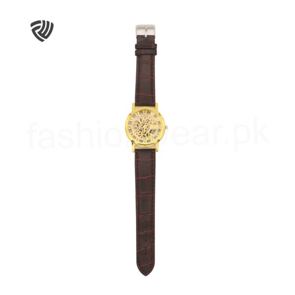 Vintage Gold Dial Leather Strap Watch (Unisex) - Image 4