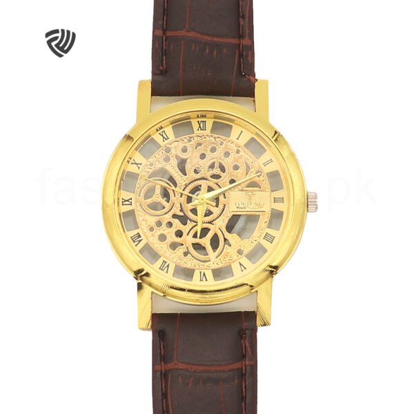 Vintage Gold Dial Leather Strap Watch (Unisex) - Image 2
