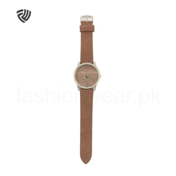 Brown Calvin Leather Strap Minimalist Watch (Unisex) - Image 4