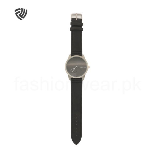 Black Calvin Leather Strap Minimalist Watch (Unisex) - Image 4